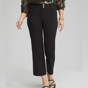 Chico's Trapunto Wide Leg Cropped Pants (Black)
